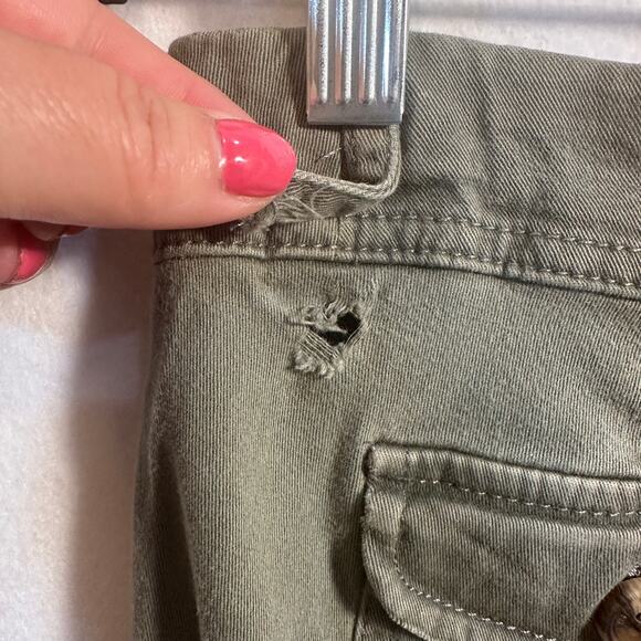 Y2K Hollister Olive Green Cargo Pants SZ 3R Low Rise Utility Flare SoCal Stretch - Picture 10 of 11